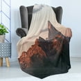 thumbnail image 4 of Landscape Soft Flannel Fleece Throw Blanket, Rocky Mountains Peak Sunset Big and Natural Scenery Aerial American Setting, Cozy Plush for Indoor and Outdoor Use, 50" x 60", Multicolor, by Ambesonne, 4 of 5