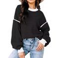thumbnail image 2 of Suéter Abrigo Gibobby Top para polainas mujer camisetas manga larga cuello Ajuste holgado informal negro M, 2 of 4
