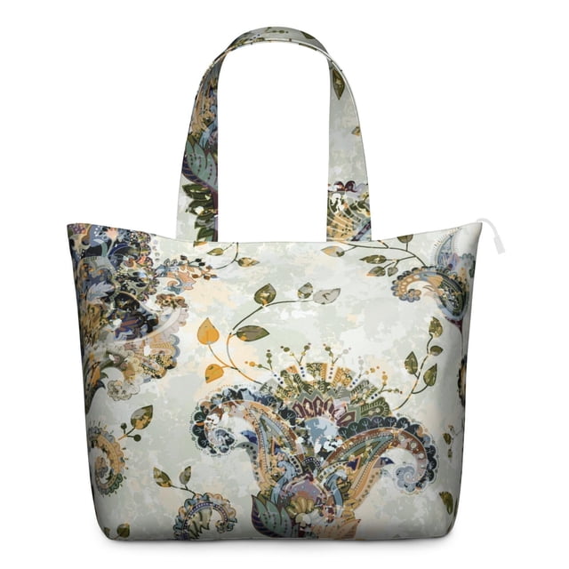 Colorful Paisley Boho Duffel Vintage Floral Weekender Bag with Artistic Ethnic Pattern, Chic Mala Inspired Design