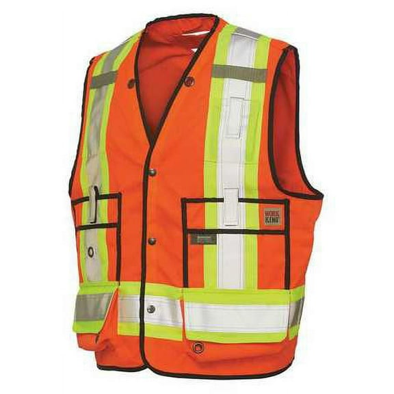 WORK KING Hi Visibility Vest,L,Hi-Vis Orange S31311
