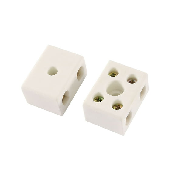 30A 2 Pole Insulation Connector Porcelain Ceramic Terminal Block 2W5H 2Pcs