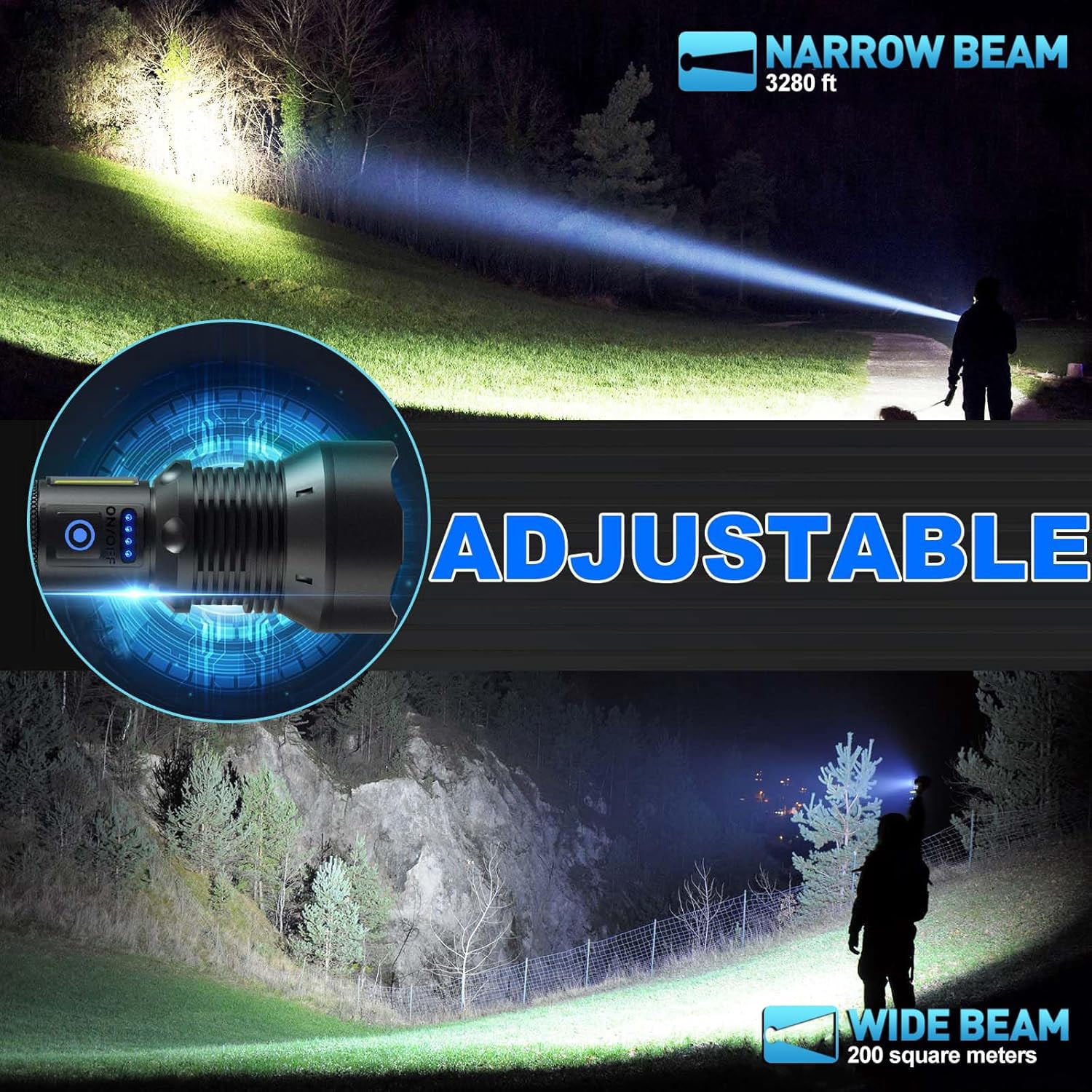 Flashlights High Lumens Rechargeable, 990,000 Lumens Super Bright Led Flash Light, 7 Modes with COB Light, IPX6 Waterproof, Handheld Powerful Flashlight for Home, Camping, Emerge∩cies