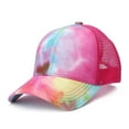 thumbnail image 3 of Ponytail Baseball Cap Mesh, Tie-Dye Baseball Caps Unisex Outdoor Breathable Cap Sun Hat Cap for Women and Men (One Size, Hot Pink), 3 of 4