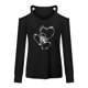 thumbnail image 4 of Moda mujer cuello pico manga larga camiseta otoño taladro caliente hombro frío blusa suelta Tops Fridja  fjkfkj3875, 4 of 5