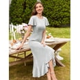 thumbnail image 3 of AURA Plus Size Women Sequin Formal Party Dress Flutter Short Sleeve Wedding Cocktail Long Evening Dress, 3 of 7