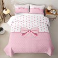 thumbnail image 2 of Erosebridal Pink Princess Bow Quilt King, Polka Dot Love Heart King Coverlet Set for Girls Teens, 3pcs, 2 of 7