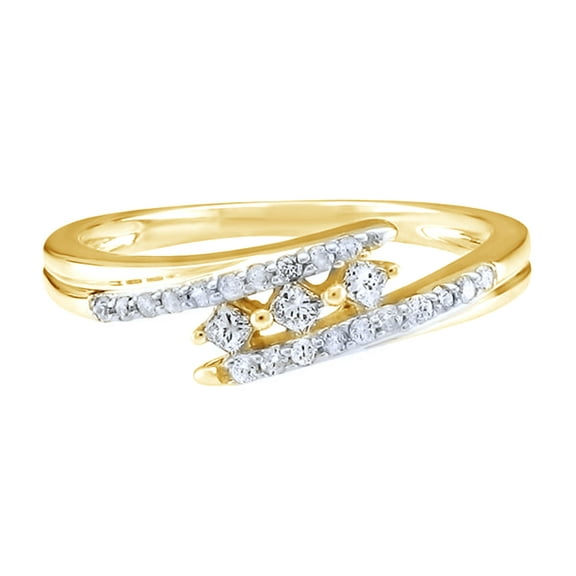 AFFY White Natural Diamond Bypass Ring In Solid Gold (0.2 Cttw)