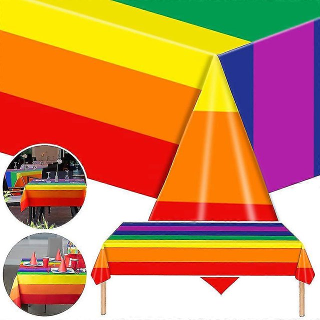 Rainbow Disposable Plastic Tablecloth Rectangle Table Cover For Gay Lgbt Pride Parade Festival Party Decoration