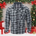 thumbnail image 2 of Mens Western Flannel Shirt Pearl Snap Long Sleeve Checkered Plaid Regular Fit Shacket Lightweight Christmas Jacket, 2 of 7