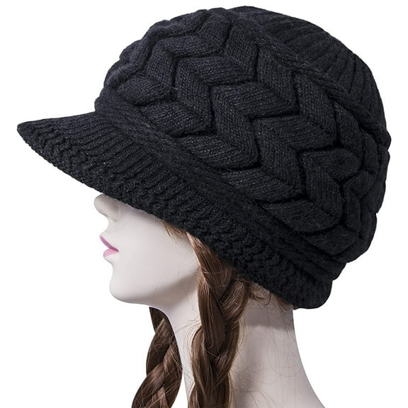 LIZENG Autumn & Winter Knit Visor Hat Clearance Cozy Woolen Beret Beanie with Plush Inner (Soft Stretchable Design for Comfort 2.4" Sun-Blocking Brim Ideal for Cold Outdoor Activities) Women’s