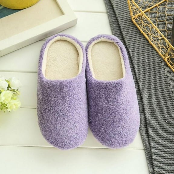 Prettyui Women Winter Warm Ful Slippers Non-Slip Floor Home Furry Slippers Indoor House Shoes