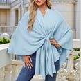 thumbnail image 2 of Women'S Elegant Shawl Wraps Soft Open Front Poncho Sweater for Spring Fall Winter Light Blue One Size, 2 of 4