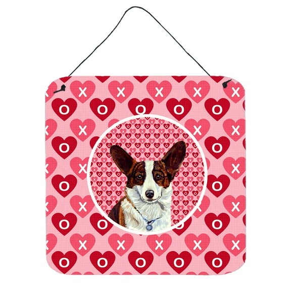 Carolines Treasures LH9153DS66 Corgi Hearts Love and Valentines Day Portrait Wall or Door Hanging Prints 6HX6W