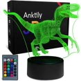 thumbnail image 1 of Dinosaure 3D Lampe Veilleuse Enfant, Lampe de Nuit pour Chevet Table avec Télécommande 16 Couleurs Changeantes, Jouet Dinosaure, Cadeau Anniversaire Décoration de Noël, 1 of 5