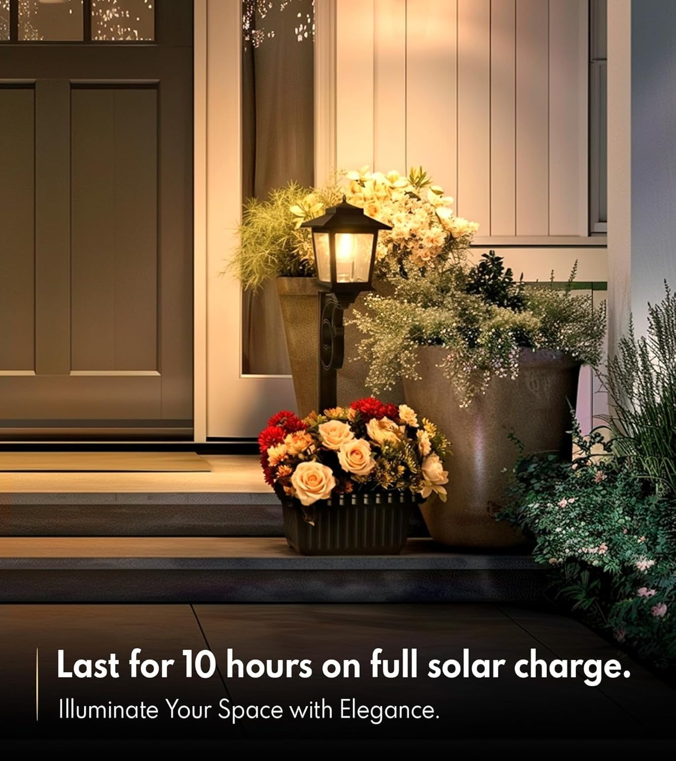 Solar Lamp Post with Planter - 20LM Glass Outdoor Light, Waterproof, Freestanding or Wall-Mounted for Lawn, Patio, Door