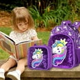 thumbnail image 2 of AGSDON 3PCS Backpacks for Girls, 16" Elementary Kids Unicorn Sequin Preschool School Bookbags and Lunch Box, 2 of 6