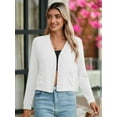 thumbnail image 2 of Chiclily Women Lightweight Cardigan Long Sleeve V Neck Casual Knit Cardigan Sweaters, US Size XL in White, 2 of 6