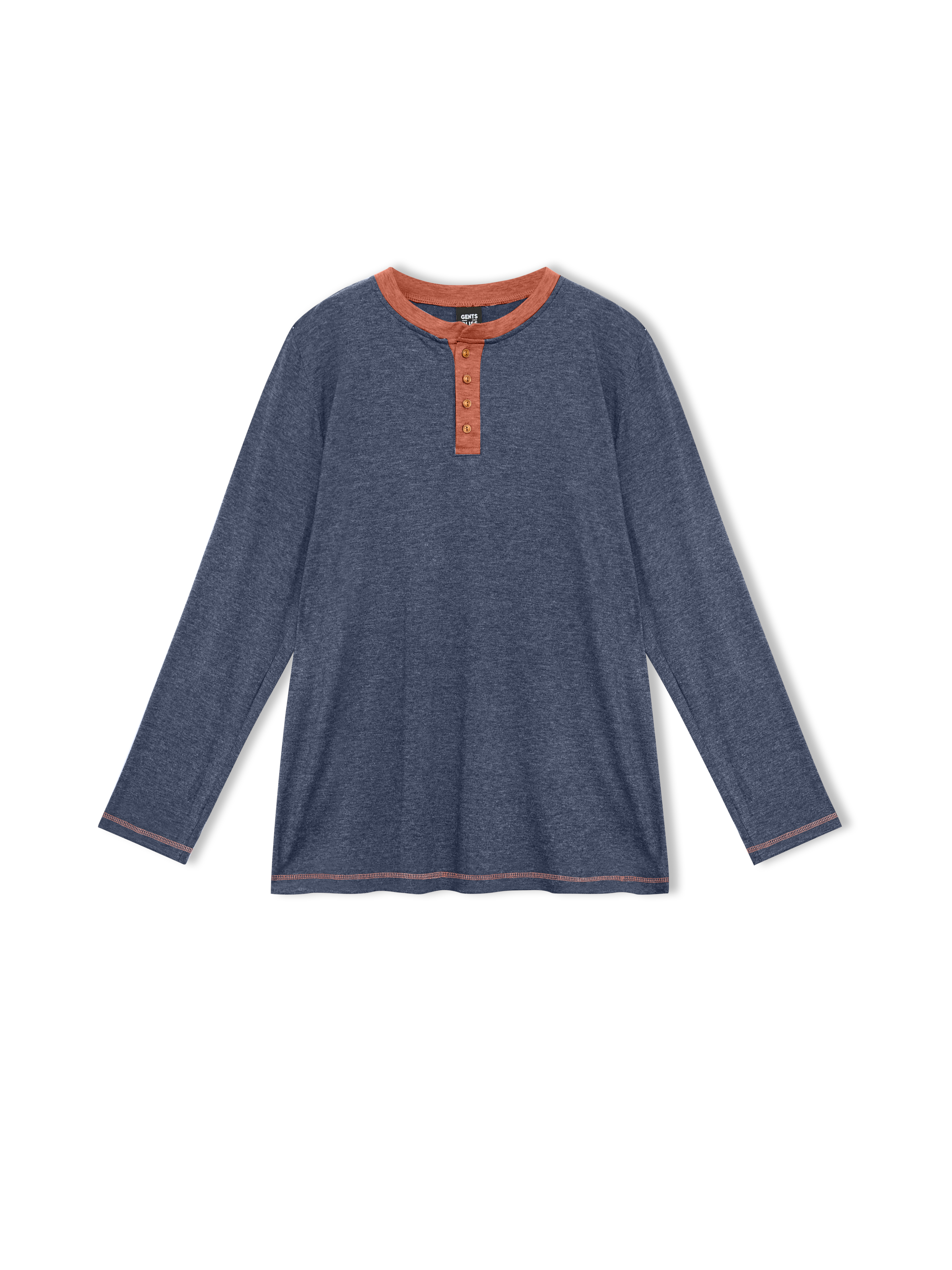 Gents Bliss Men's Long Sleeve Henley Crew Neck Shirt photo 5