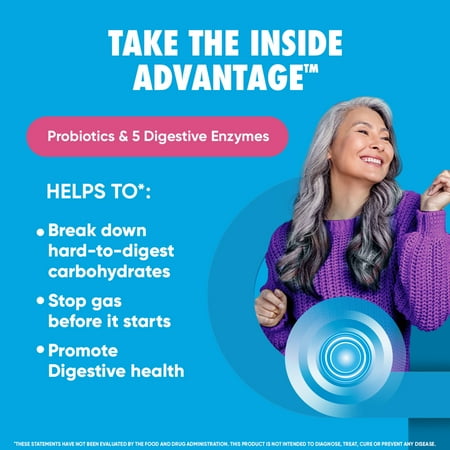 Digestive Advantage Gas Defense Probiotics For Women And Men, Digestive Enzymes For Gut Health, 32 Capsules