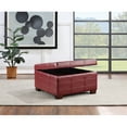 thumbnail image 2 of Detour Strap Square Storage Ottoman in Crimson Red Faux Leather, 2 of 8