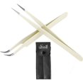 thumbnail image 1 of SHIQI-Lash Tweezers for Eyelash Extensions, Hand Calibrated Straight & Curved Tip, Pack of 2, Vanilla Eyelash Tweezers for Lash to Elevate Your Lash Artistry!, 1 of 4