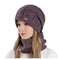 thumbnail image 2 of Womens Mens Winter Beenie Hats Scarf Set Warm Baggy Knit Skulls Caps Neck Warmer With Fleeces Lined Cold Weather Hat For Adults, 2 of 7