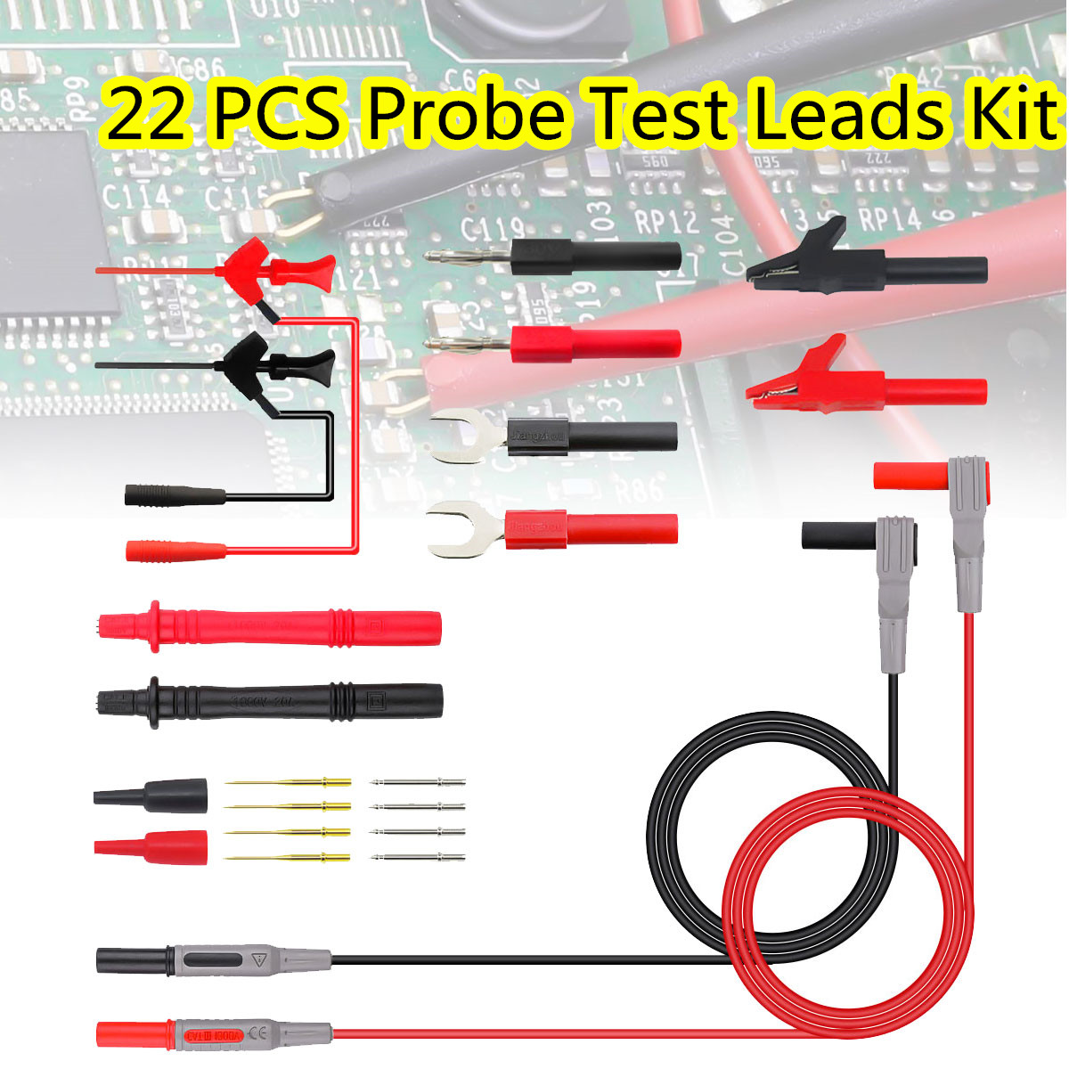 24in1 Multimeter Test Lead Kit, Universal Multimeter Probes with Alligator Clips, Multimeter