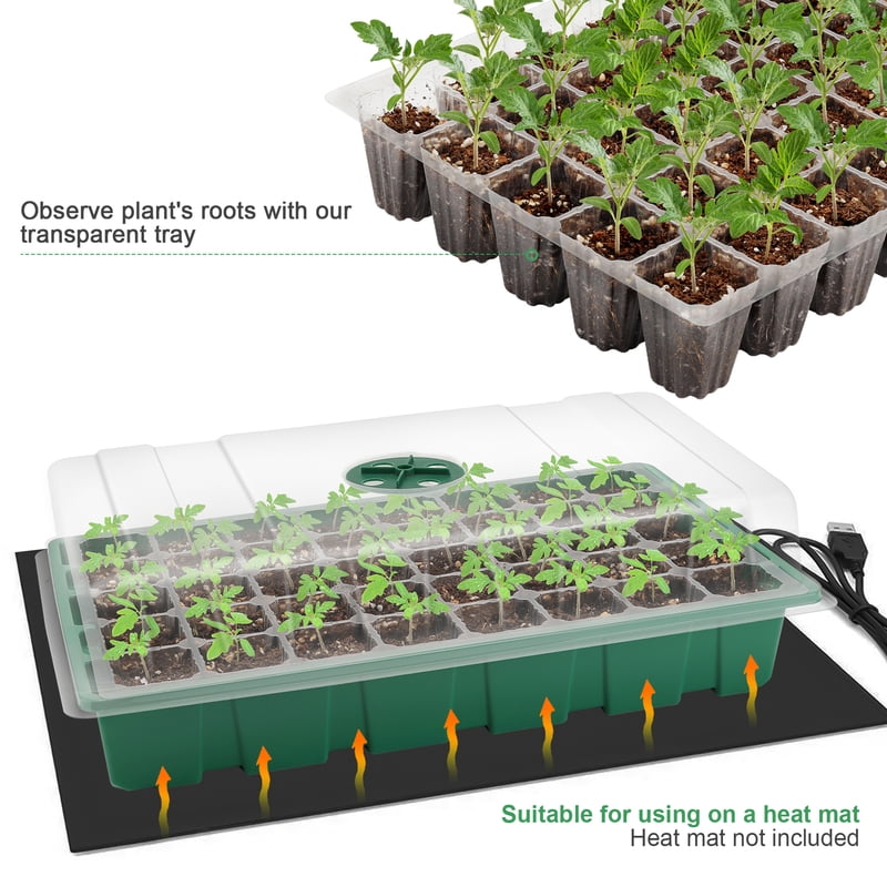 3 Pcs Seed Starter Trays, 40-Cell Plant Propagator with Humidity Dome, Greenhouse Seedling Growing Tray