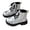Silver, variant on GobdXE Ankle Boots Solid Croc Embossed Lace Up Side Zipper Thick Lug Sole Casual Shoes Black,5.5-6 Years
