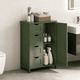 thumbnail image 2 of LEDREM Bathroom Floor Cabinet, Wooden Freestanding Side Storage Organizer with 4 Drawers and Adjustable Shelves for Bathroom, Forest Green, 2 of 7