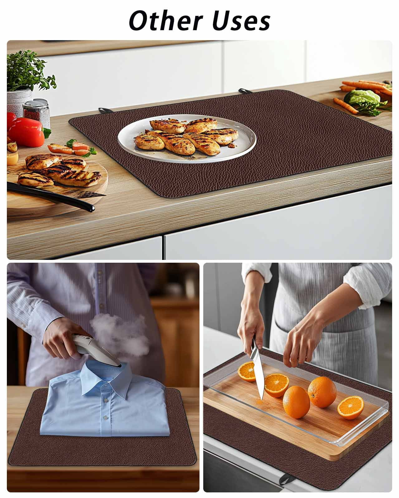 Stove Top Covers for Electric Stove, Solid Brown Glass Stovetop Cover Protector, Vintage Minimalism Abstract Denim Pattern Induction Cooktop Protector Oven Mat for Kitchen Countertop 24"x21"