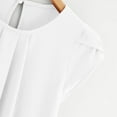 thumbnail image 5 of Pejock Women's Casual Round Neck Basic Pleated Top Cap Sleeve Curved Keyhole Back Blouse White XXL (US Size:12), 5 of 5