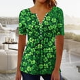 thumbnail image 2 of ShiShine St Patricks Day Shirt Women Short Sleeve Tops Casual Button V Neck Cute Printed Tunic Blouses Outfits, 2 of 5