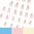 thumbnail image 4 of 24pcs manicure round head simple multi-color lines wavy summer full coverage detachable DIY nail stickers, 4 of 5