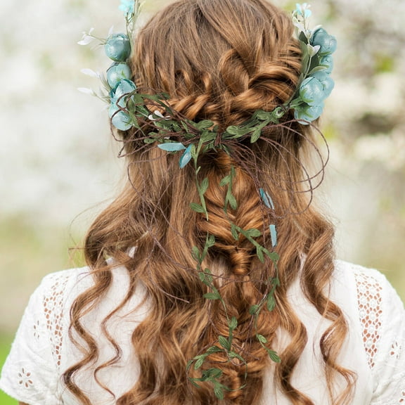 LEORX Flower Headpiece Blue Fabric 1Set