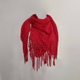 thumbnail image 6 of Women's Lace Shawl with Tassel Fringe, Geometric Openwork Evening Wrap Scarf, Lightweight Summer Cover Up for Wedding Guest, Party, Dress-Red, 6 of 7