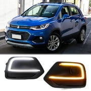 Dreamseek LED Front Bumper MMF7DRL for Chevy Trax Tracker 2017 2018 2019 Daytime Running Light Fog Lamp Bezel with Turn Signal
