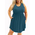 thumbnail image 2 of SDNall Womens Fashion Large Size Solid Color Sleeveless Round Neck Pockets Dresses, 2 of 9