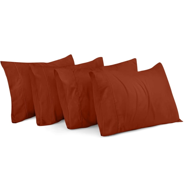 Fundas de almohada Utopia Bedding Queen, paquete de 4 unidades, microfibra, color naranja
