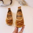 thumbnail image 2 of Toddler Girls Dress Shoes Mary Jane Flats Oxfords Wedding Party Bow Flower Shoes Comfort Loafers Gold 11(28), 2 of 6