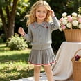 thumbnail image 3 of Agkizg Girls 2 Piece Fall Outfit Set Preppy Collared Knit Cardigan Top and Skirt Cute School Style Wear for Toddler Kids, 3 of 6