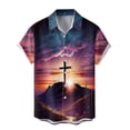 thumbnail image 4 of Easter Day for Men Shirt Short Sleeve Button Up Tops Jesus Print Religious Holiday Spring Casual Tees, 4 of 4