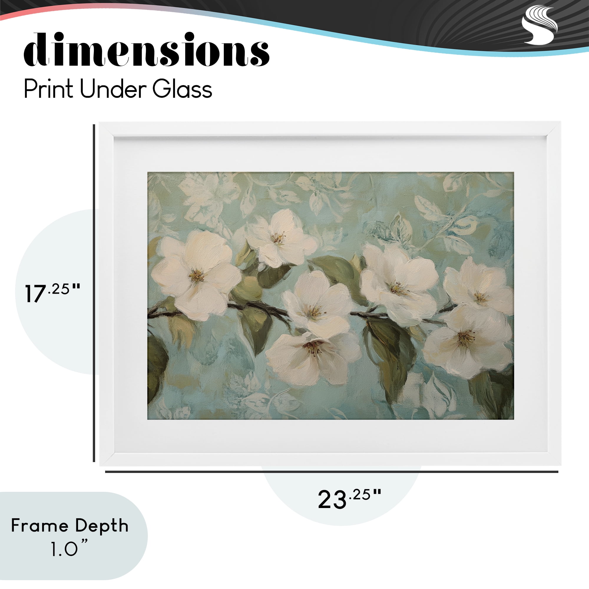 Stupell Industries Serene Flower Branch Blooms White Framed Print Under Glass, design by Petal Prints Design