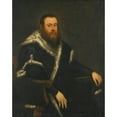 thumbnail image 3 of Jacopo Tintoretto 15x18 Black Modern Framed Museum Art Print Titled - Portrait of a Bearded Man in a Black Robe with Fur, 3 of 5