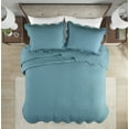 thumbnail image 6 of Madison Park Nala Full/Queen 3-Piece Scalloped Edge Crinkle Microfiber Quilt Set, Teal, 6 of 8