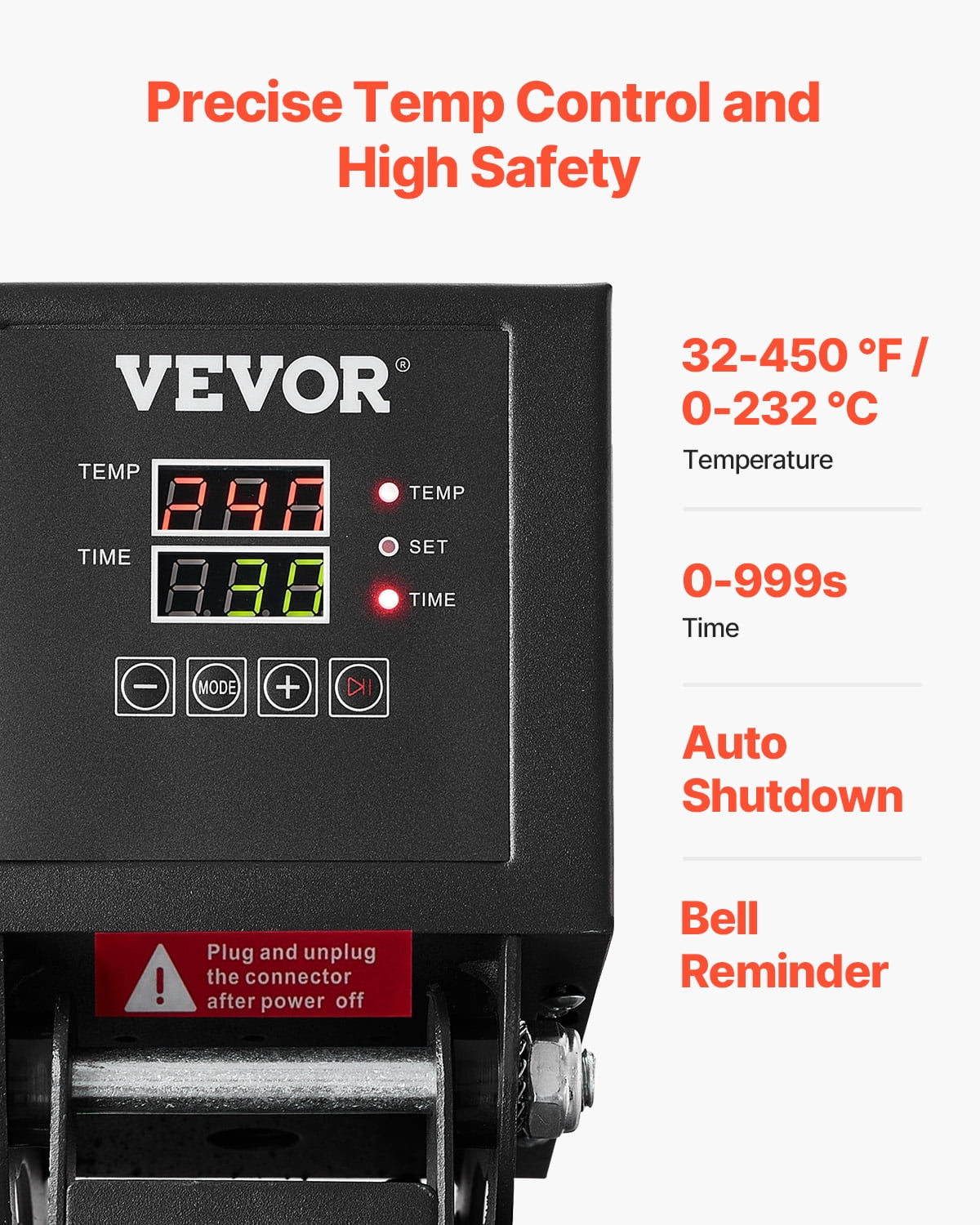 VEVOR Heat Press,15 x 15 inch Heat Press Machine for T-shirts, Fast and Even Heating, Easy to Use, High Pressure for Digital Industrial-Quality Sublimation Printer for Transfer Vinyl, T-shirt, Black