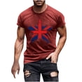 thumbnail image 1 of Mens Casual Manga Corta Botón Abajo Camisetas Estados Unidos Bandera Impresión Cuello Redondo Suéter Camiseta, Poliéster Casual Uso Diario para Hombres, 1 of 5