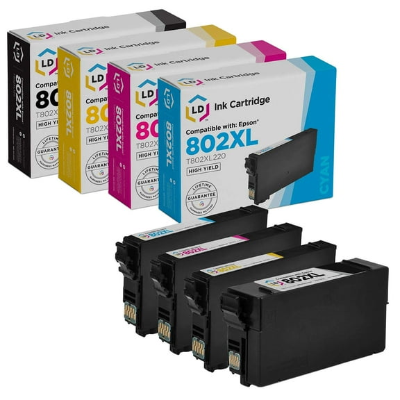 LD Reman Replacement for Epson 802 Ink: 1 SY Black 1 XL Cyan 1 XL Magenta 1 XL Yellow