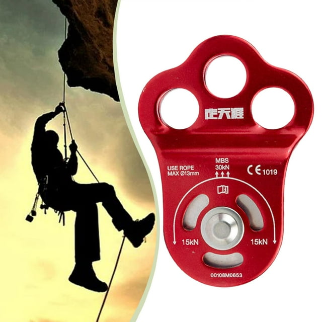 Polea simple de escalada de 30 kN, polea pequeña de agujeros para montañismo, travesía, transporte y equipo de trabajo en altura para arboristas.