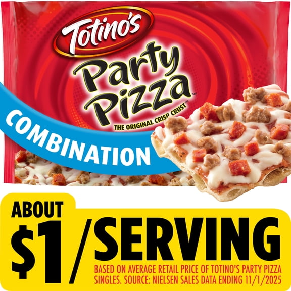Totino's Party Pizza, Combination, Frozen Pizza, Frozen Snacks, 10.7 oz